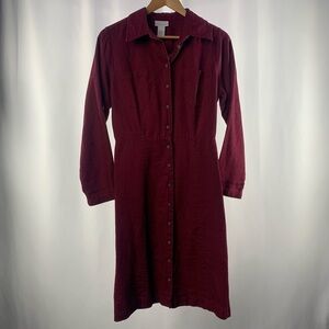 Soft Surroundings Linen Long Sleeve Button Down Shirt Dress in Wine Size Medium‎